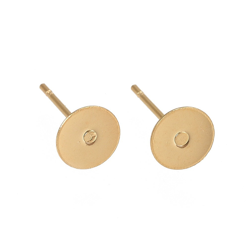 Ohrstecker Edelstahl flach rund golden 10mm 1 Paar