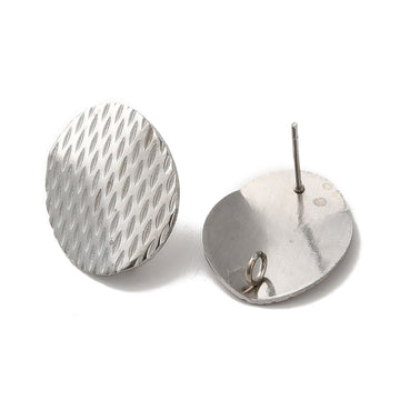 Ohrstecker Platine oval/Raute geprägt mit Anhängeöse Edelstahl 20x16mm 1 Paar/2 Stück