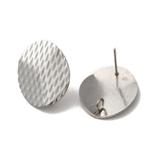 Ohrstecker Platine oval/Raute geprägt mit Anhängeöse Edelstahl 20x16mm 1 Paar/2 Stück