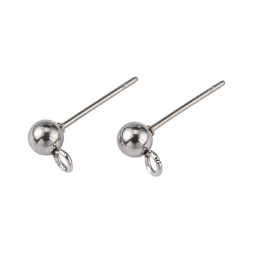 Ohrstecker mit Kugel und Öse Edelstahl 304, anlaufgeschützt, 4 mm