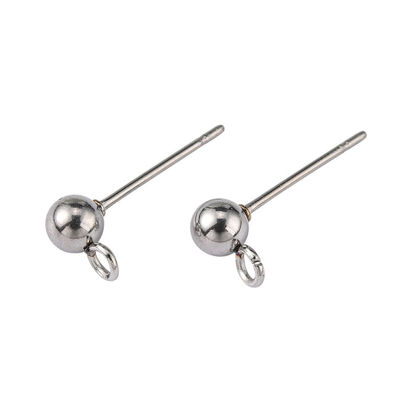 Ohrstecker mit Kugel & Öse Edelstahl 304 non-tarnish 4mm