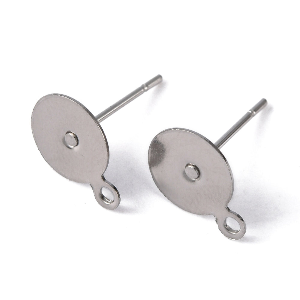 Ohrstecker mit Platine & Öse Ø 7mm Edelstahl 304 anlaufgeschützt inkl. Verschluss 4 Paar