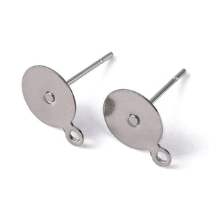 Ohrstecker mit Platine & Öse Ø 7mm Edelstahl 304 anlaufgeschützt inkl. Verschluss 4 Paar