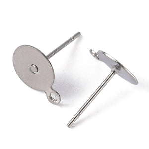 Ohrstecker mit Platine & Öse Ø 7mm Edelstahl 304 anlaufgeschützt inkl. Verschluss 4 Paar
