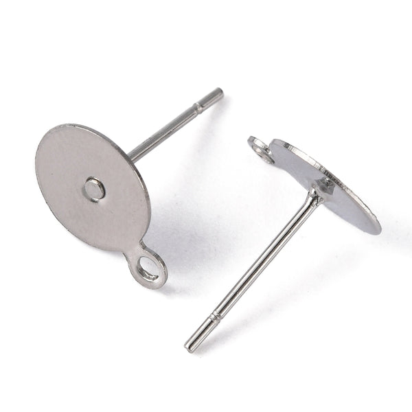 Ohrstecker mit Platine & Öse Ø 7mm Edelstahl 304 non-tarnish inkl. Verschluss 4 Paar