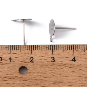 Ohrstecker mit Platine & Öse Ø 7mm Edelstahl 304 anlaufgeschützt inkl. Verschluss 4 Paar