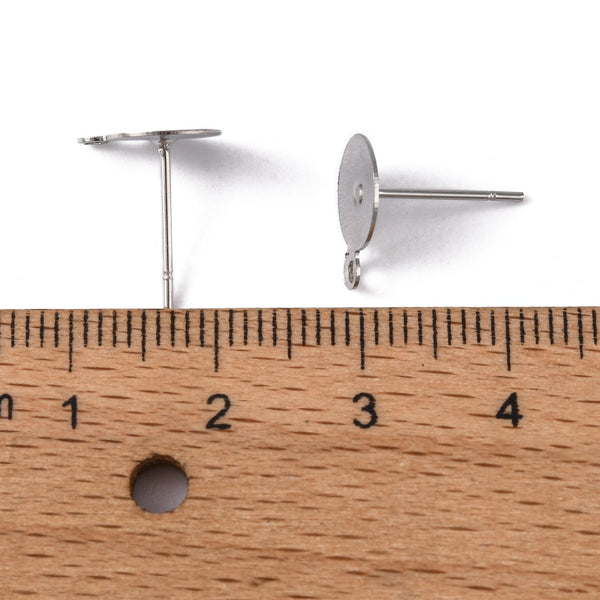 Ohrstecker mit Platine & Öse Ø 7mm Edelstahl 304 non-tarnish inkl. Verschluss 4 Paar