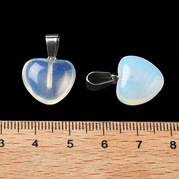 Opalit Herzanhänger Messingösen 18×15,5×7mm 1 Stück