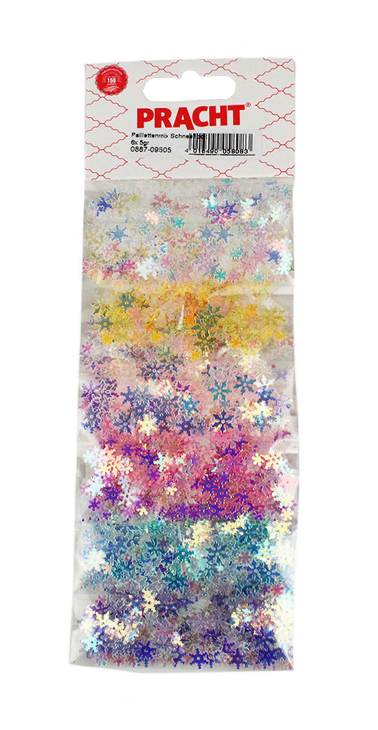 Paillettenmix Schneeflocken Set transparent bunt 4-9mm 30g