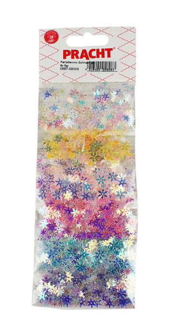 Paillettenmix Schneeflocken Set transparent bunt 4-9mm 30g