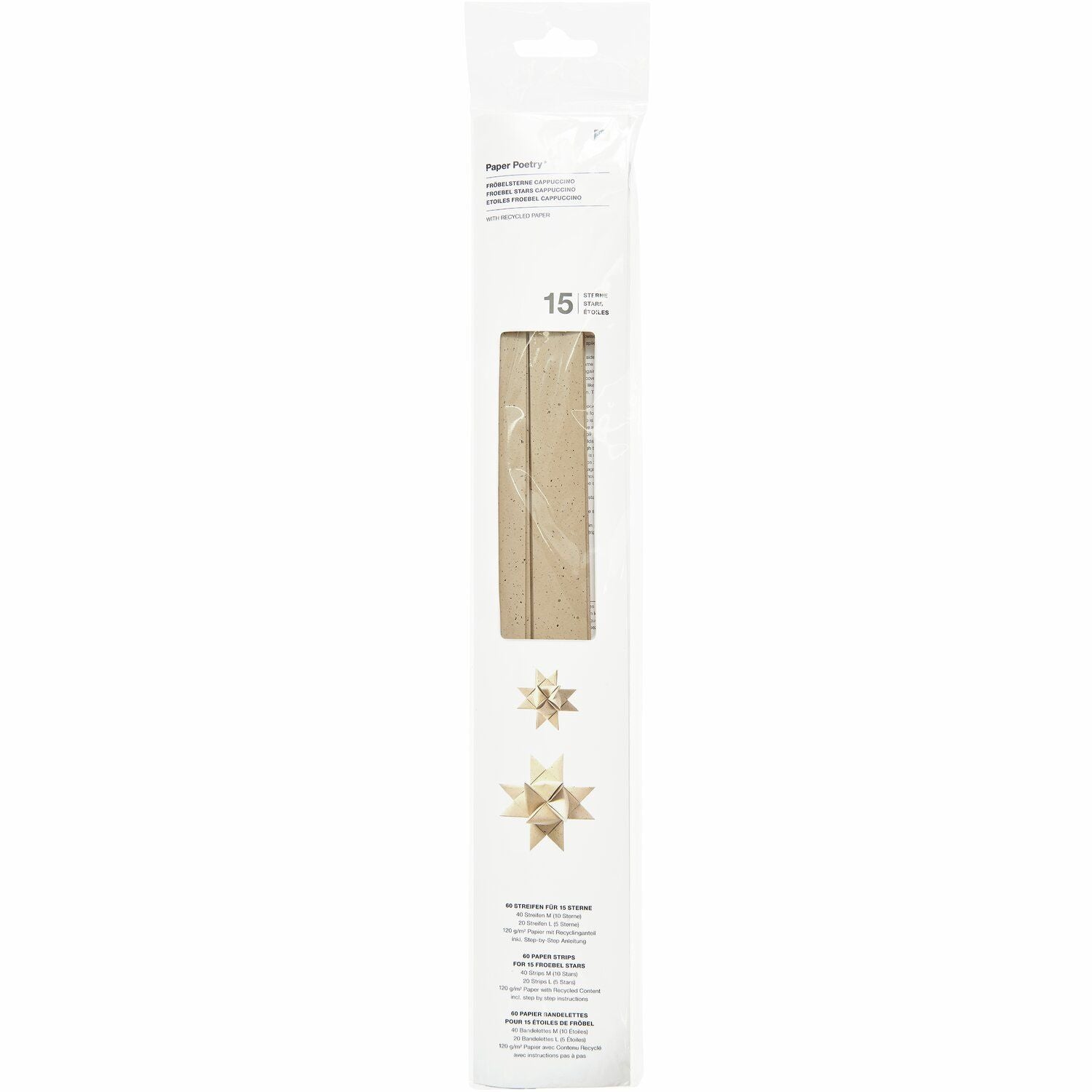 Paper Poetry Fröbelstreifen mit Recyclingpapier 60 Stück 120g/m² für 15 Sterne