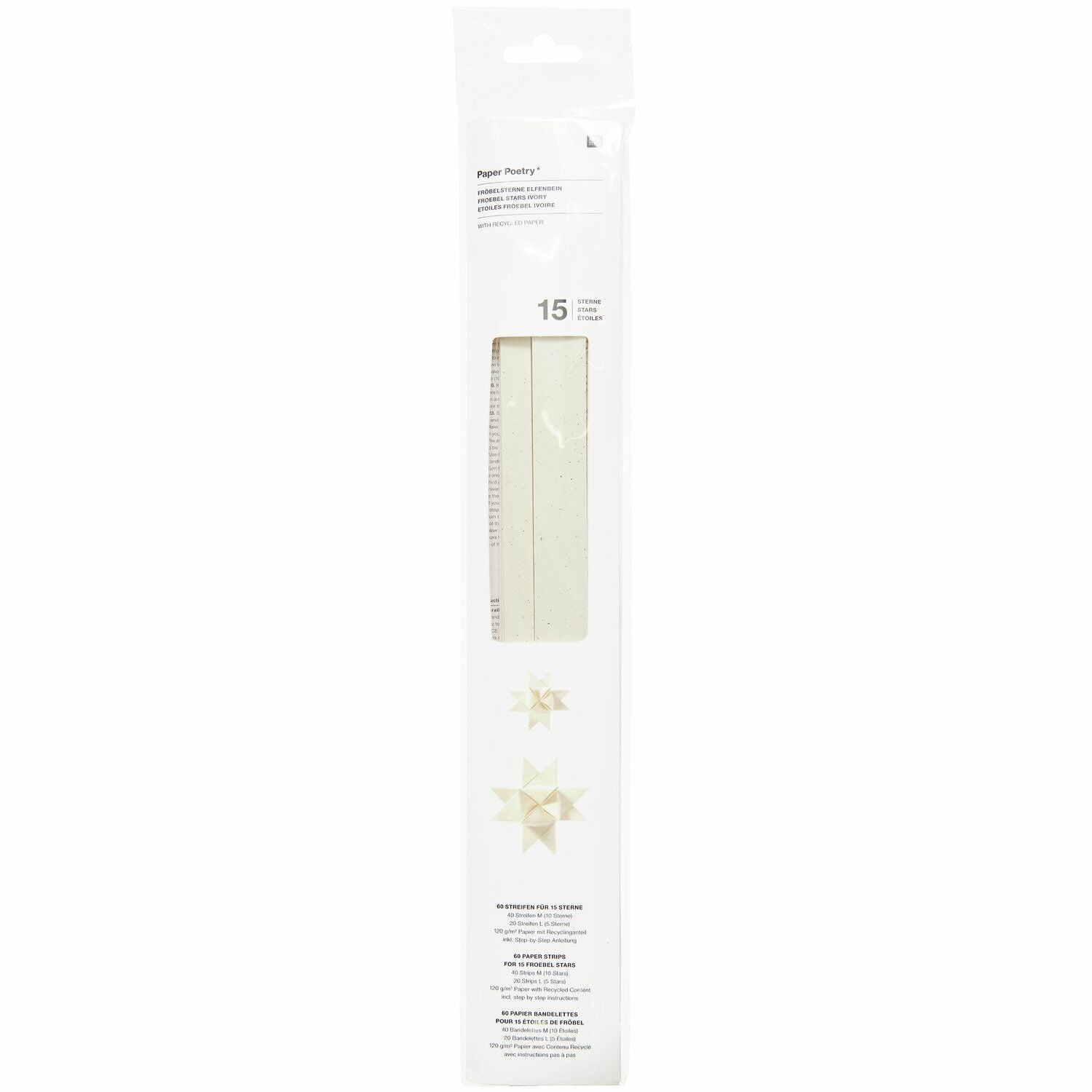 Paper Poetry Fröbelstreifen mit Recyclingpapier 60 Stück 120g/m² für 15 Sterne