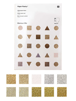 Glitzerpapierblock A4, 10 Baltt Paper Poetry Glamour Mix, 180 g/m²