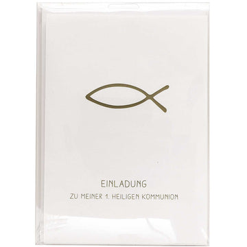 Einladungs-Set Erstkommunion gold weiß 10 Karten/300g² 10 Kuverts/160g²