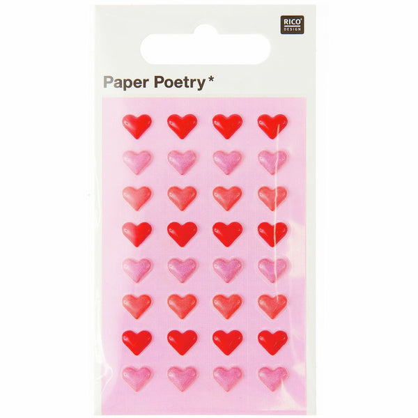Paper Poetry Mini Puffy Sticker Herzen 32-teilig
