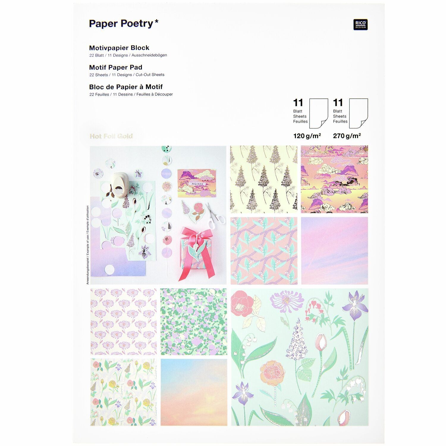 Paper Poetry Motivpapierblock The Sky is the Limit 22 Blatt 21x29,5cm