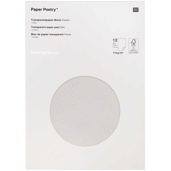 Transparentpapier Block Punkte 12 Blatt A4 113g/m²
