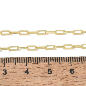Messing Halskette Paperclip Kette goldfarben 41cm 2,4mm 1 Stück