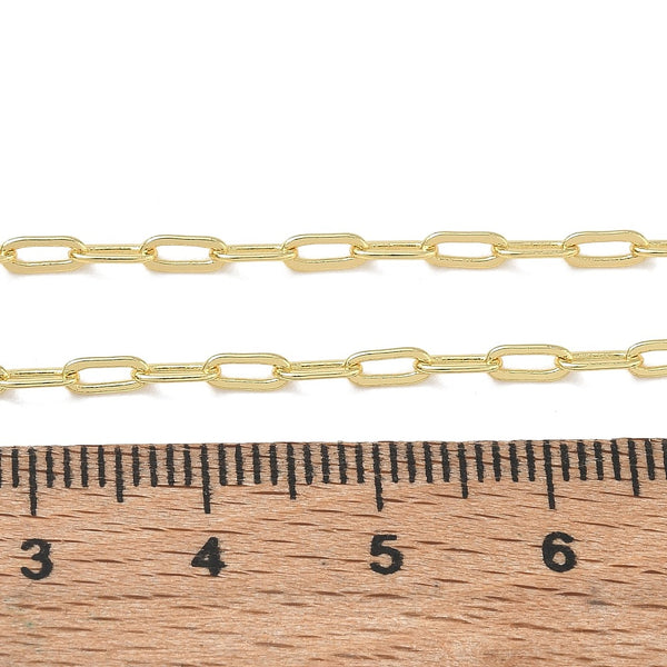 Messing Halskette Paperclip Kette goldfarben 41cm 2,4mm 1 Stück