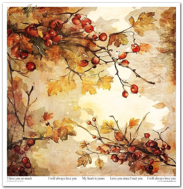 Papiere für Scrapbooking  Autumn Love Story 310x320 mm 200 g/m2 10 Stück