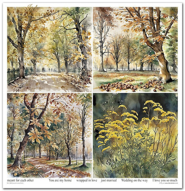 Papiere für Scrapbooking  Autumn Love Story 310x320 mm 200 g/m2 10 Stück