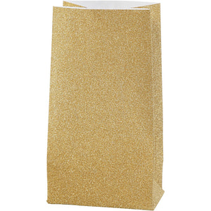 Papiertüten Faltsack Glitter H:17cm 6x9cm 8 Stück / Set