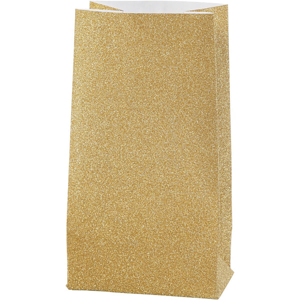 Papiertüten Faltsack Glitter H:17cm 6x9cm 8 Stück / Set