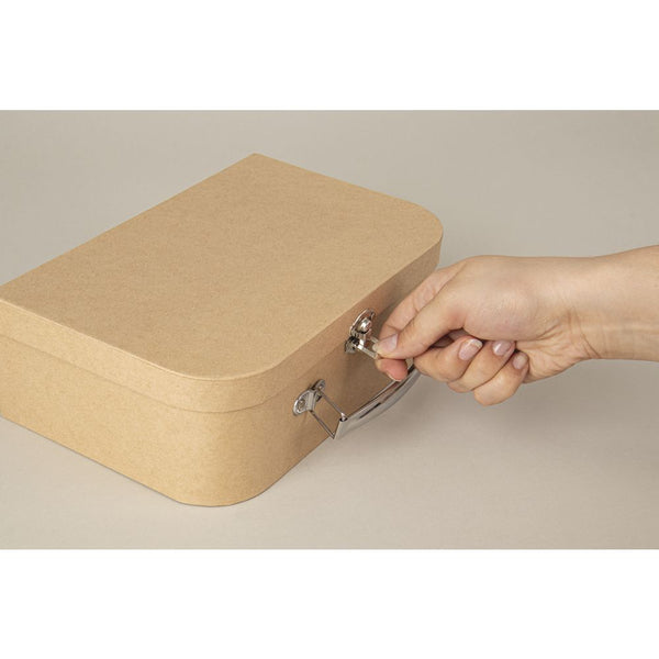 Pappmaché Koffer 100%FSC Recycled mit Metall-Griff braun 18x12x6,5cm