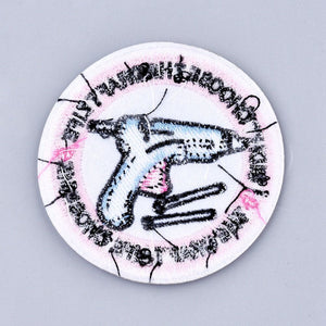Patch Heißklebepistole und Slogan „I Didn't Choose the Craft Life the Craft Life Choose Me“ bunt rund  6,5cm 1 Stück