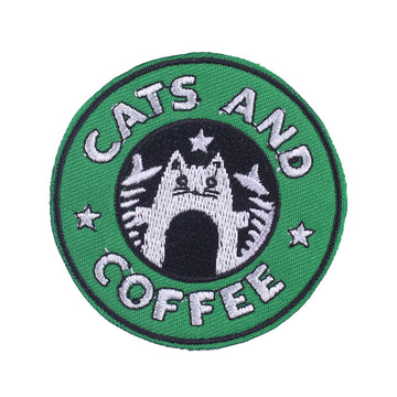 Patch Katzenmotiv zum Aufbügeln/Aufnähen mittelmeergrün 65mm 1 Stück