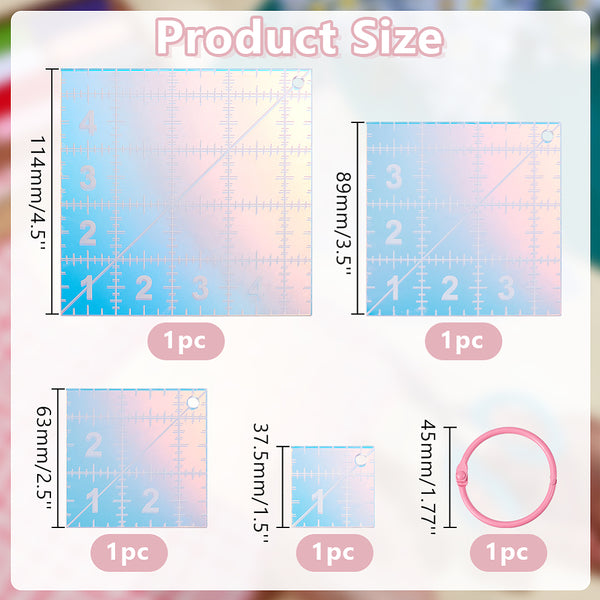 Patchwork-Lineal Set Acryl 4-teilig + Ringbindung 4 Größen