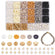 Perlen-Set Gold-Braun aus Buchstabenperlen Goldperlen und Polymerclay-Scheiben