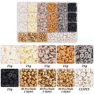 Perlen-Set Gold-Braun aus Buchstabenperlen Goldperlen und Polymerclay-Scheiben