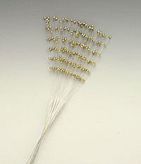Perlenrispe Perlenspray gold auf Drahtstiel 20cm 6 Stück/ Bund