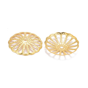 Perlkappe floral flach gold 13mm 20 Stück/Pkg