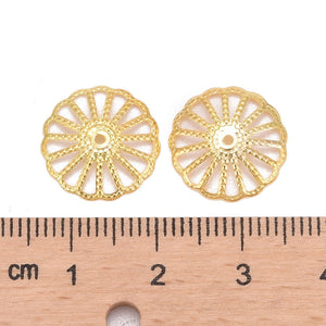 Perlkappe floral flach gold 13mm 20 Stück/Pkg