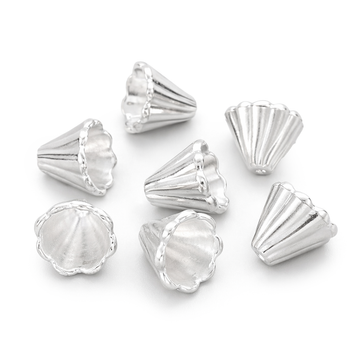 Perlkappe Pyramide gerillt silberfärbig 12x12mm 5 Stück/Pkg.