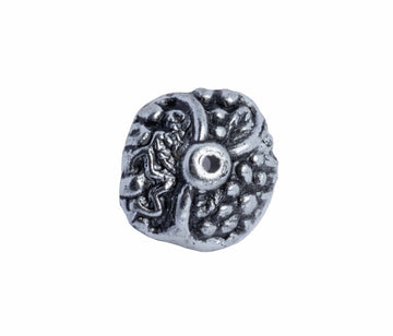 Perlkappe Acryl schwarzsilber geprägt antik 13,5mm 20 Stück/Packung
