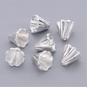 Perlkappe Pyramide gerillt silberfärbig 12x12mm 5 Stück/Pkg.