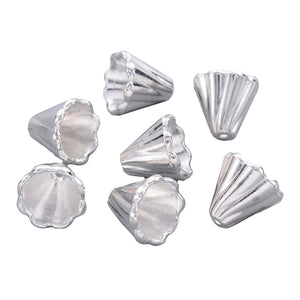 Perlkappe Pyramide gerillt silberfärbig 12x12mm 5 Stück/Pkg.