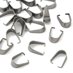 Pinch Bails zum Anquetschen Edelstahl 8x10mm 20 Stück Snap-on Aufhänger Großpackung