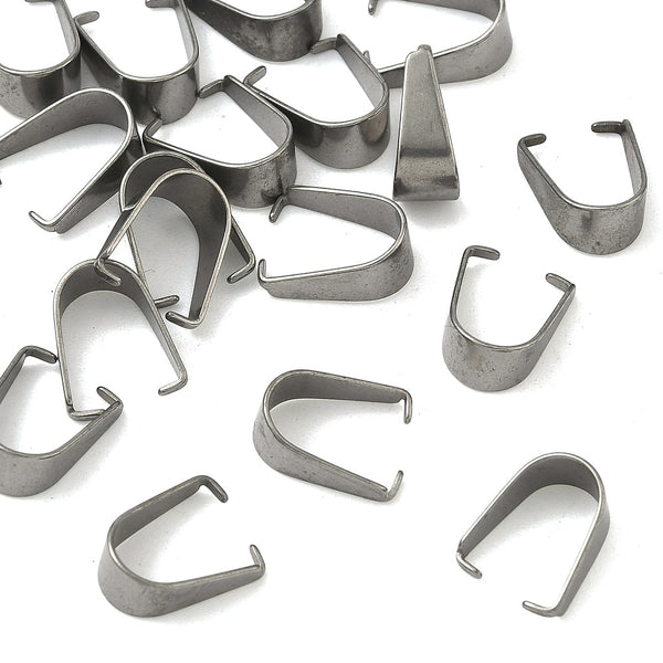 Pinch Bails zum Anquetschen Edelstahl 8x10mm 20 Stück Snap-on Aufhänger Großpackung