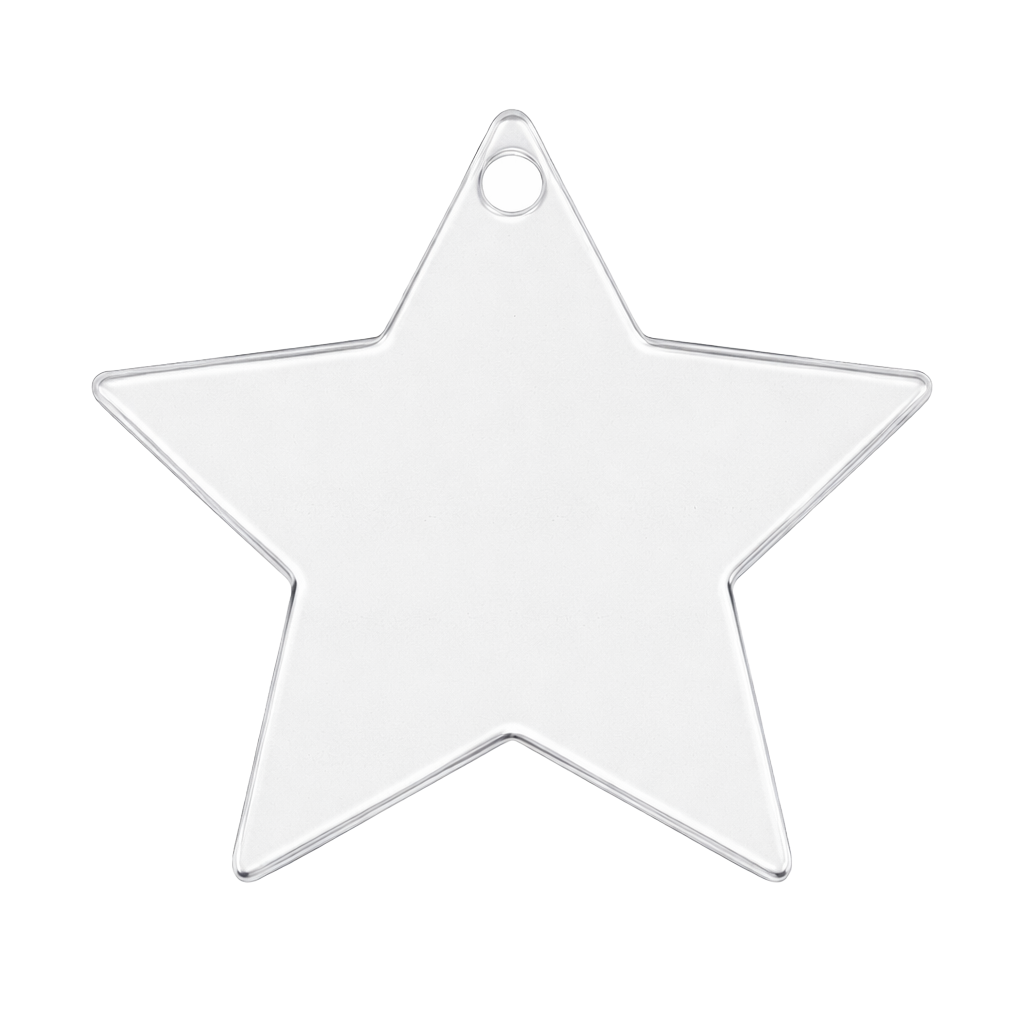 Plexiglas Stern glasklar transparent flach z. Aufhängen 70x70x2mm, 10 Stk/Pkg