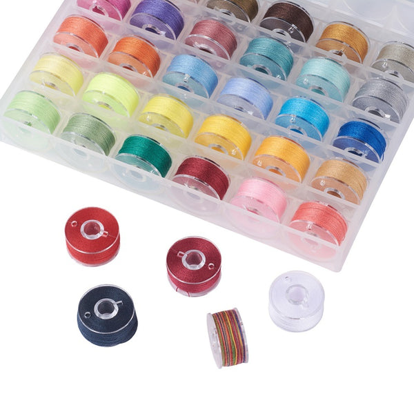 Polyester Nähgarn-Set 36 Farben 50m/Rolle inkl. Kunststoffspulen und Aufbewahrungsbox