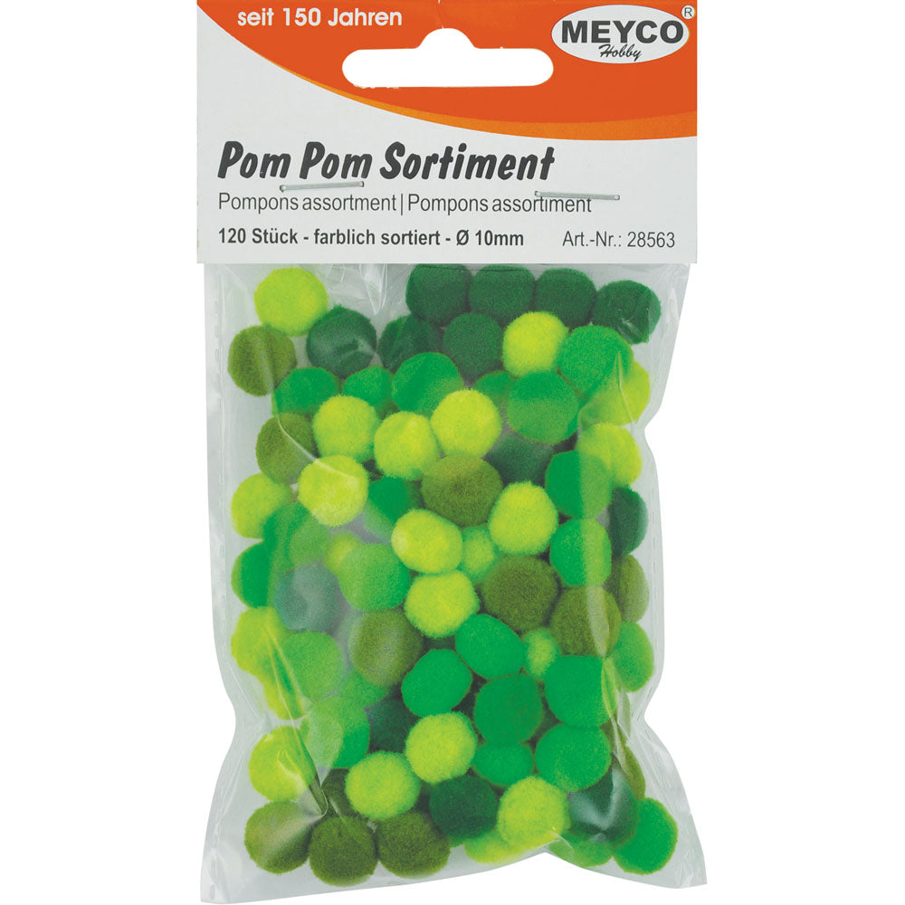 Pom Pom verschiedene Farben sortiert 10mm 120 Stück / Packung
