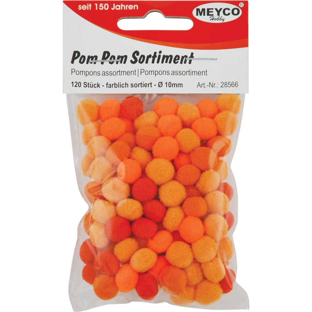 Pom Pom verschiedene Farben sortiert 10mm 120 Stück / Packung