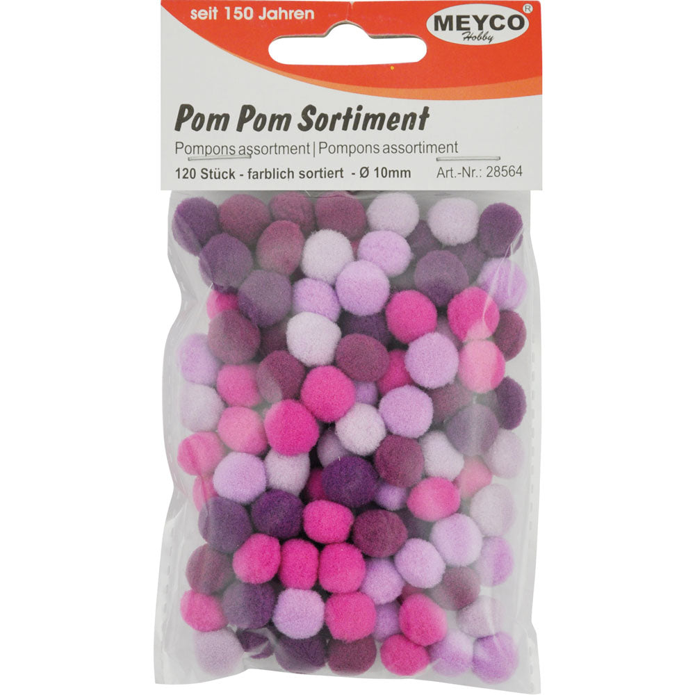 Pom Pom verschiedene Farben sortiert 10mm 120 Stück / Packung
