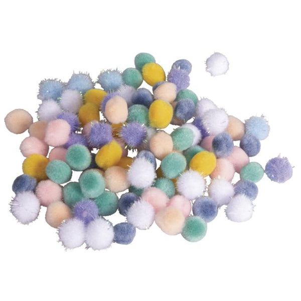 Pompon Mischung, 10mm ø farbsortiert, SB-Btl. 96Stück