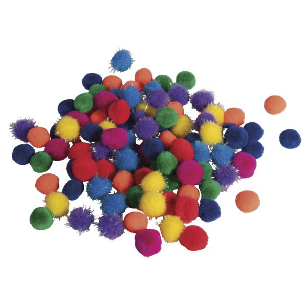 Pompon Mischung, 10mm ø, Regenbogen farbsortiert, SB-Btl. 96Stück