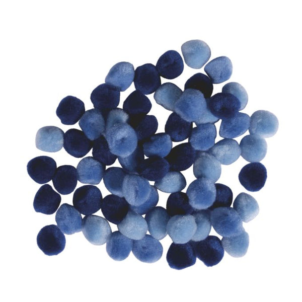 Pompons blau sortiert 15mm 60 Stück